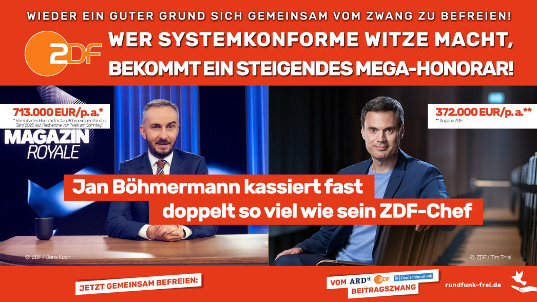 9. SYSTEM-PROFITEURE - Beispiel: Systemclown Jan Bömermann erhält fast das Doppelte des ZDF-Intendanten.